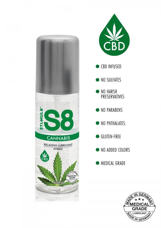 Lubrificante intimo gel vaginale anale cbd mariuana cannabis a base acqua in silicone ibrido S8 100  ml