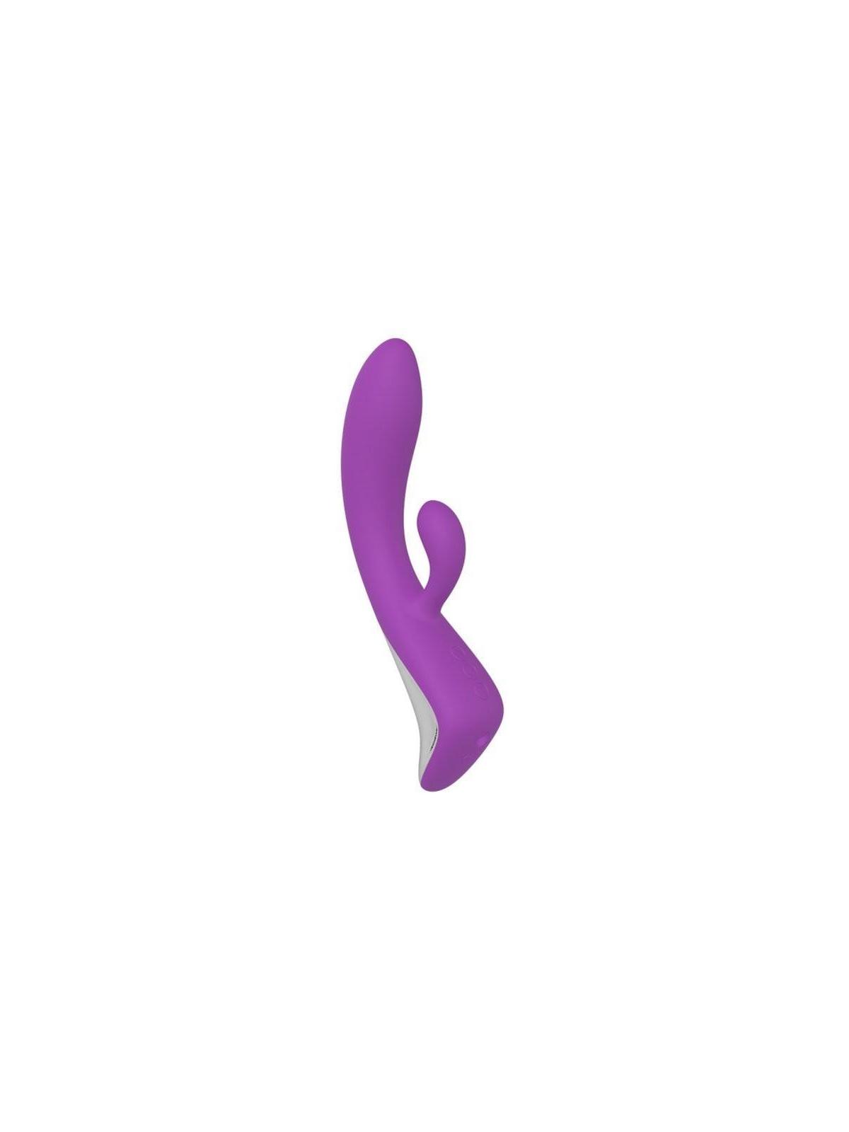 Vibratore doppio rabbit dildo fallo vibrante vaginale in silicone impermeabile ricaricabile move purple