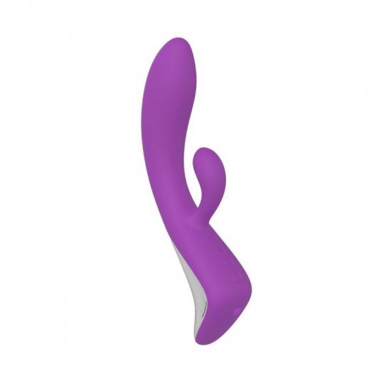 Vibratore doppio rabbit dildo fallo vibrante vaginale in silicone impermeabile ricaricabile move purple