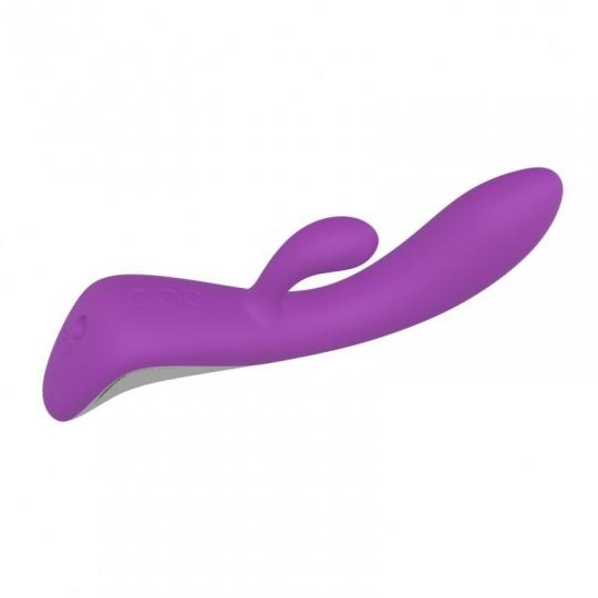 Vibratore doppio rabbit dildo fallo vibrante vaginale in silicone impermeabile ricaricabile move purple