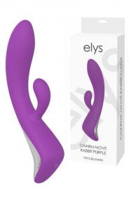 Vibratore doppio rabbit dildo fallo vibrante vaginale in silicone impermeabile ricaricabile move purple