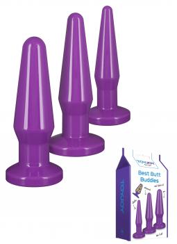 Kit fallo anale 3 pz dildo anal butt plug set sex toys anal mini maxi purple