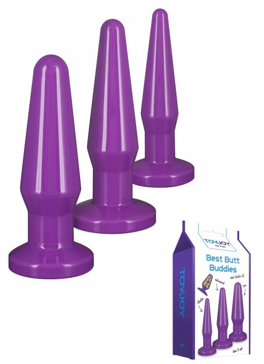 Kit fallo anale 3 pz dildo anal butt plug set sex toys anal mini maxi purple