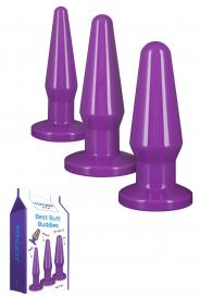 Kit fallo anale 3 pz dildo anal butt plug set sex toys anal mini maxi purple