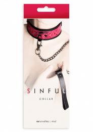 Collare Bondage con guinzaglio a catena fetish sinful Pink