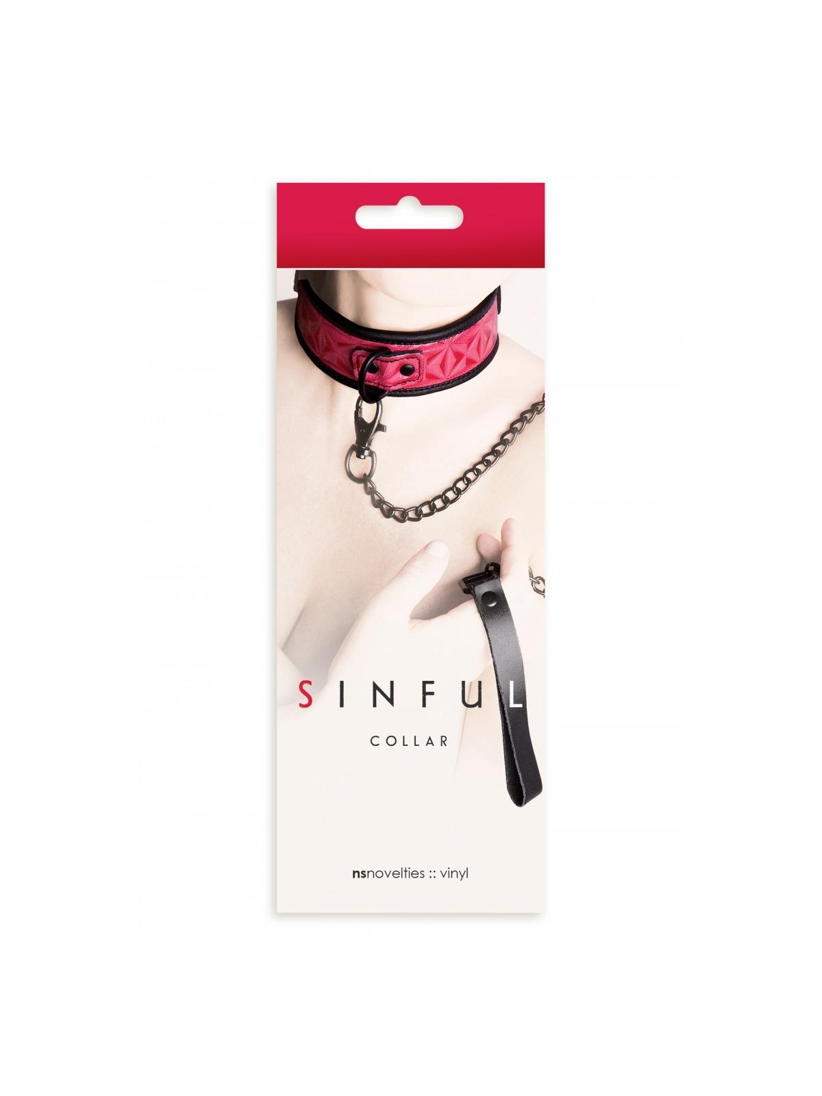 Collare Bondage con guinzaglio a catena fetish sinful Pink