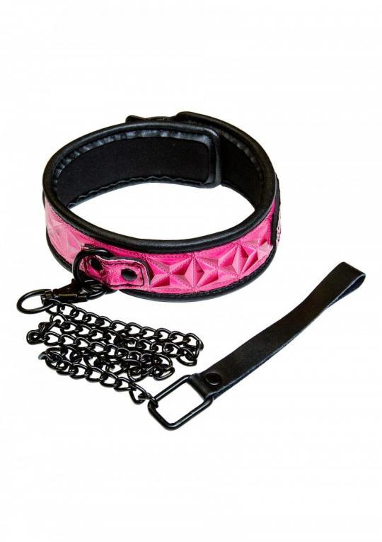 Collare Bondage con guinzaglio a catena fetish sinful Pink