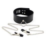 Collare con morsetti pinze per capezzoli leash nipple black nipple clamps fetish bondage