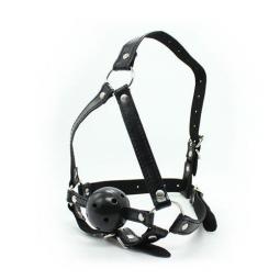 Imbracatura viso con morso head harness ball gag fetish bondage nero black costrittivo