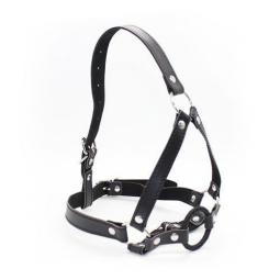 Imbracatura per testa con anello head harness ring gag ball morso bondage fetish nero