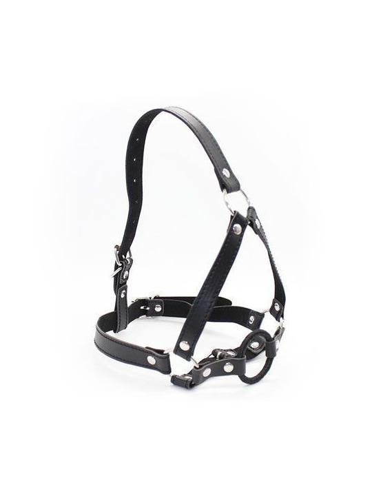 Imbracatura per testa con anello head harness ring gag ball morso bondage fetish nero