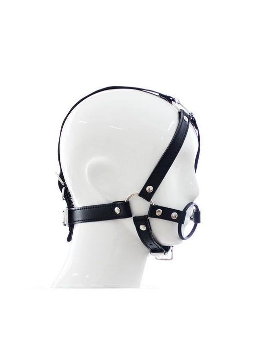 Imbracatura per testa con anello head harness ring gag ball morso bondage fetish nero