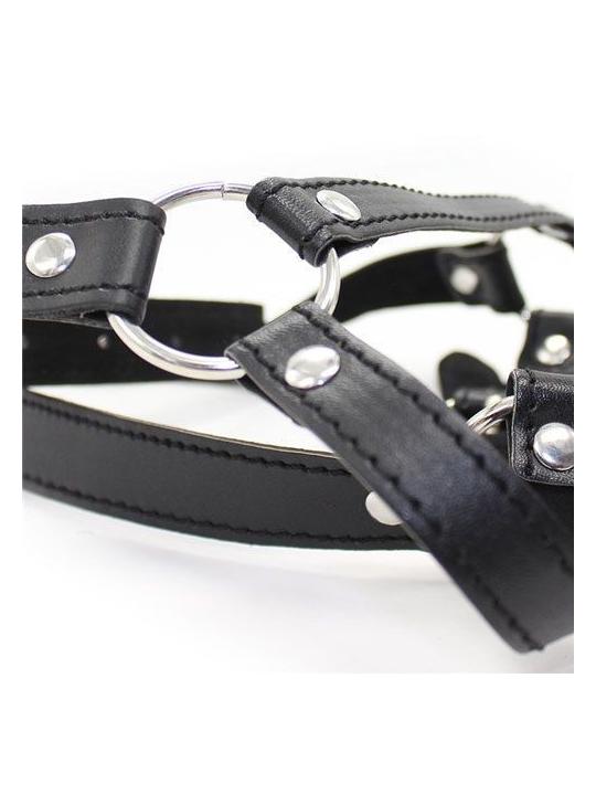 Imbracatura per testa con anello head harness ring gag ball morso bondage fetish nero