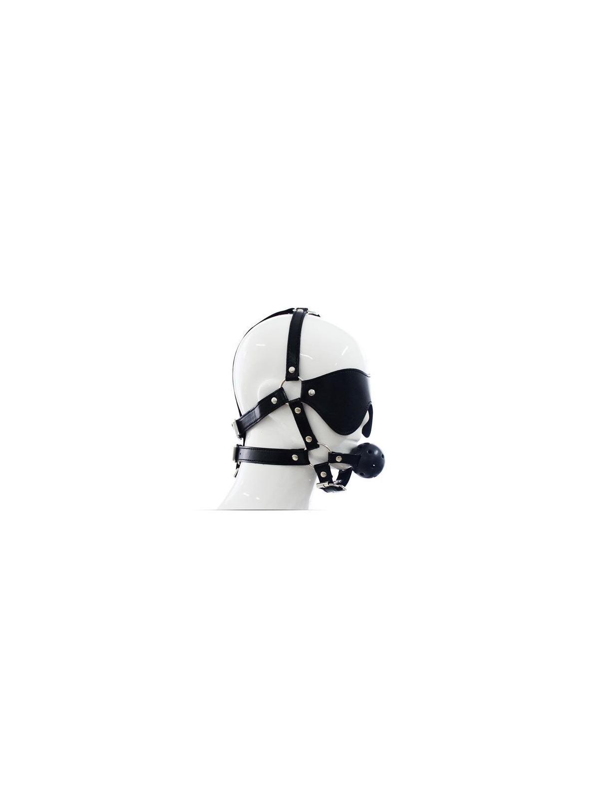 Imbracatura per viso con maschera per occhi e morso total head harness restraint black