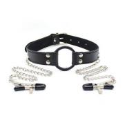 Ring gag nipples clamps pinze per capezzoli morso fetish bondage nero