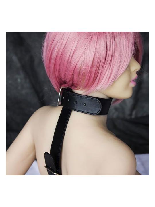 Easy back cuffs collar restraint manette collare costrittivo bondage black harness