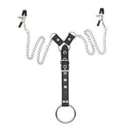 Penitence man nipples clamps black pinze per capezzoli con anello fallico costrittivo fetish bondage