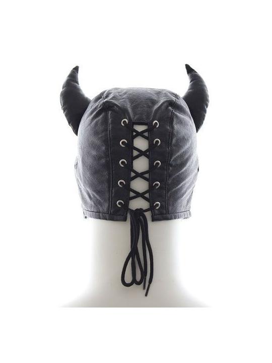 Devil mask black maschera diavolo nero fetish bondage per uomo e donna sexy