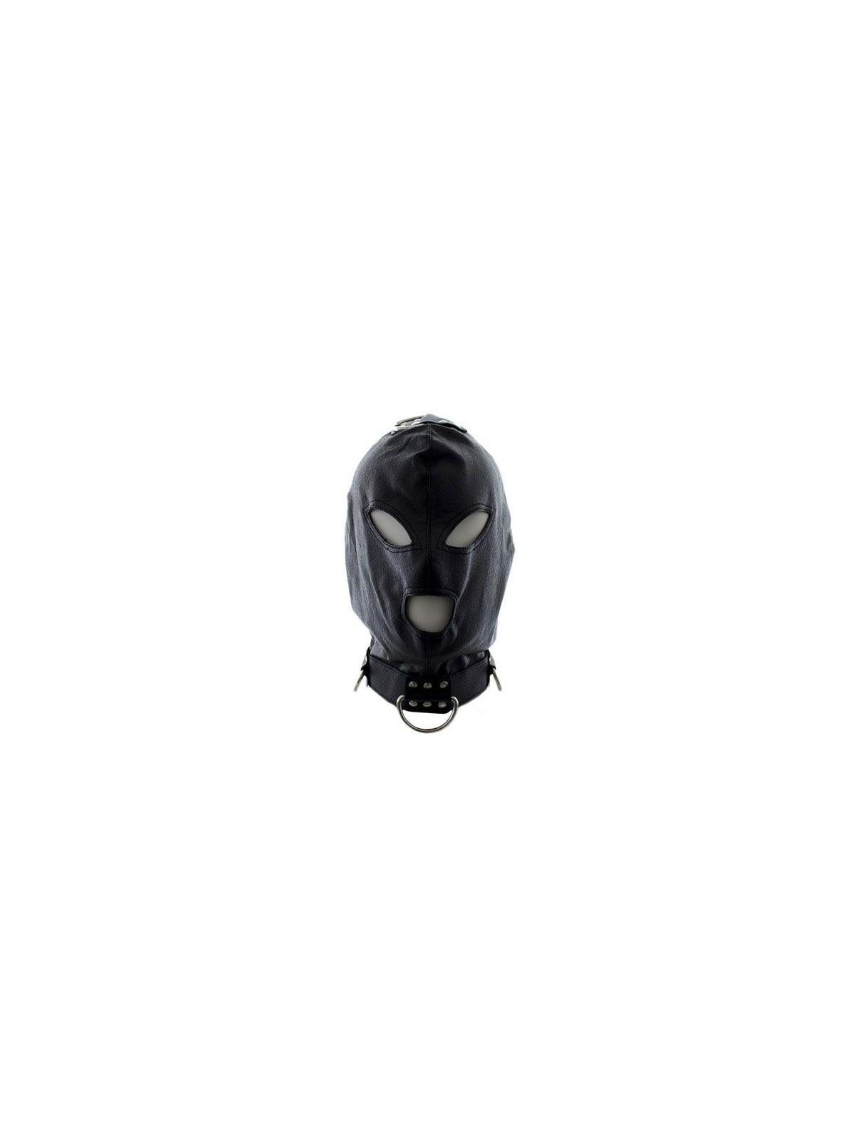 Bondage hook mask collar black maschera collare fetish nero per uomo e donna integrale in simil pelle