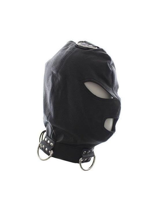 Bondage hook mask collar black maschera collare fetish nero per uomo e donna integrale in simil pelle