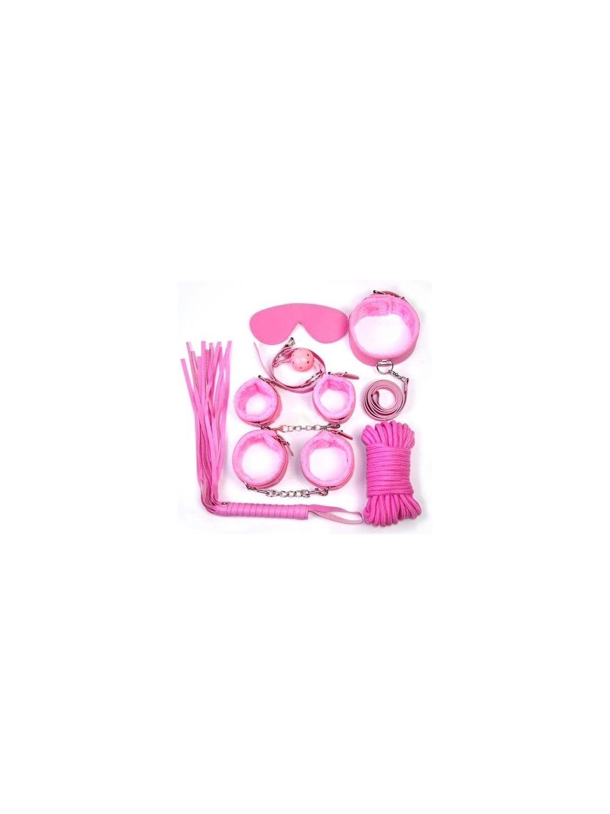 Bondage kit sexy fetish manette corda cavigliere frusta e collare rosa