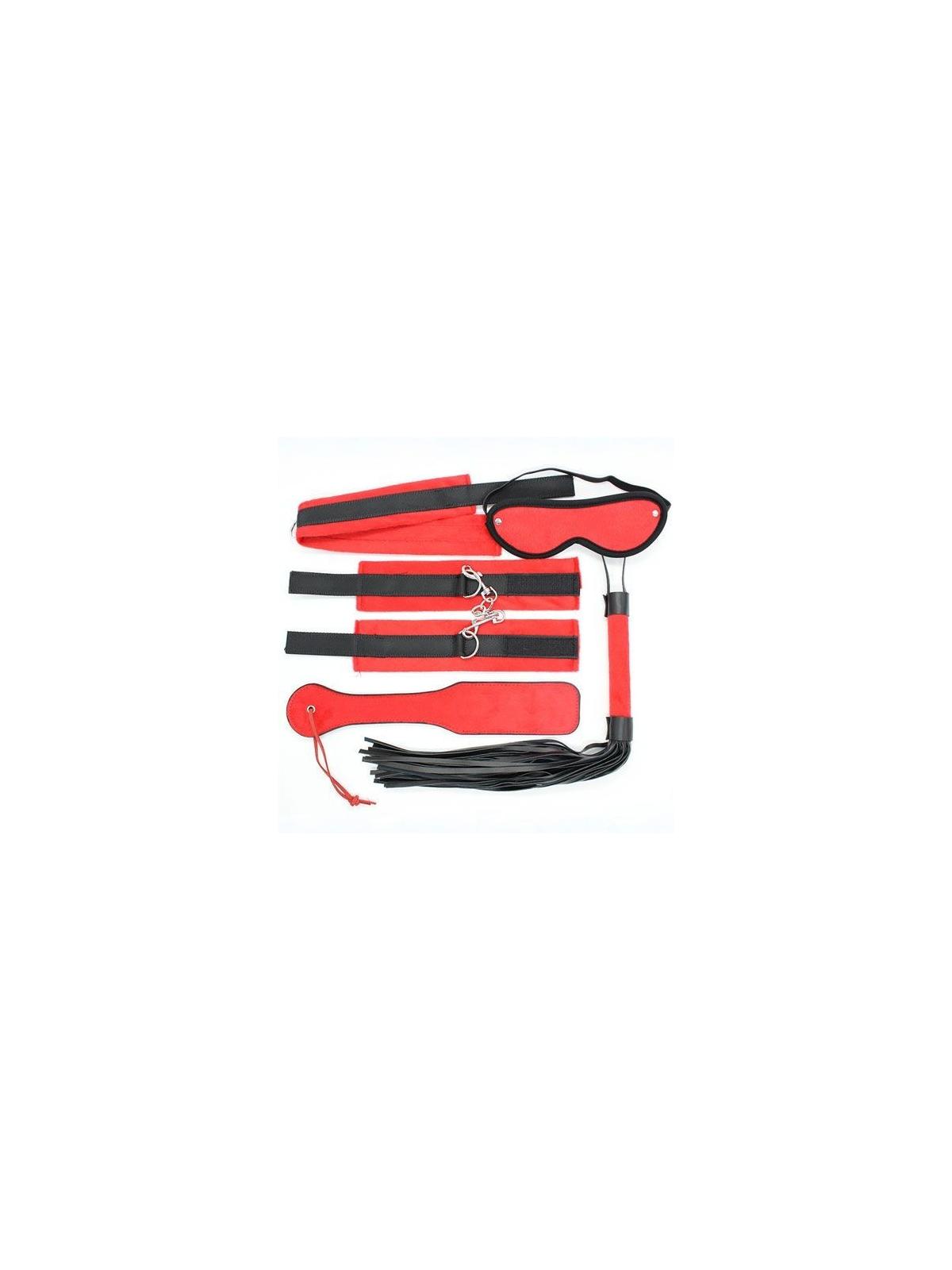 Bondage kit rosso fetish set frusta manette collare maschera sexy