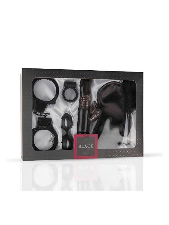 Kit sex toys con vibratore rabbit vaginale palline vaginali manette anello fallico nero love kit black