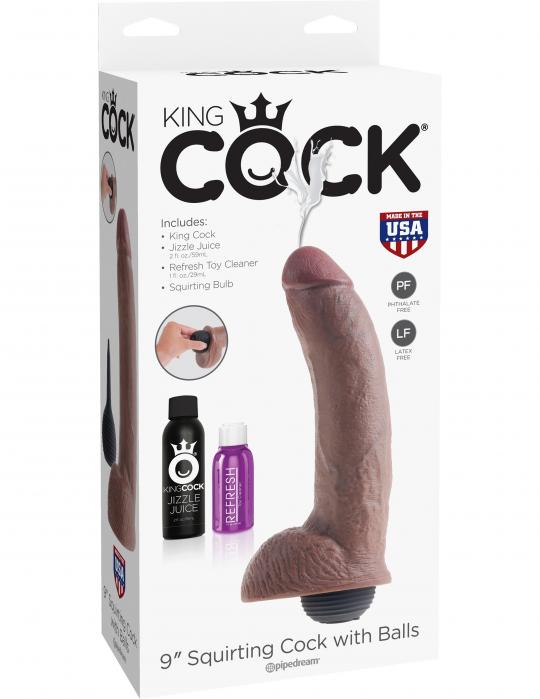 Fallo realiistico vaginale squirting dildo nero king cock 9 nero con testicoli