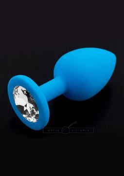 Plug anale fallo in silicone dildo con diamante Jewellery Blu