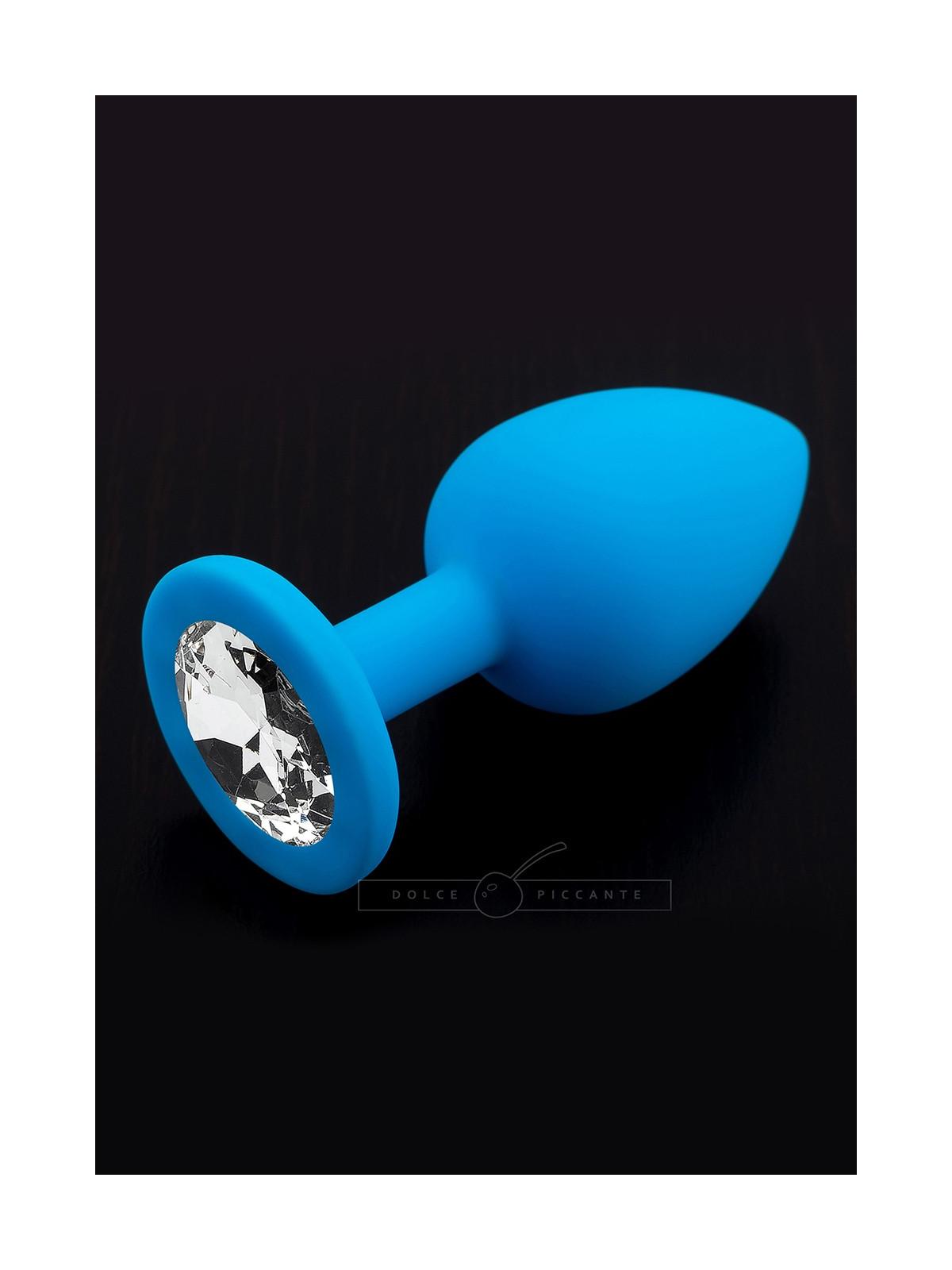 Plug anale fallo in silicone dildo con diamante Jewellery Blu