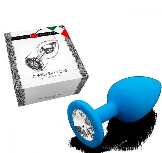 Plug anale fallo in silicone dildo con diamante Jewellery Blu