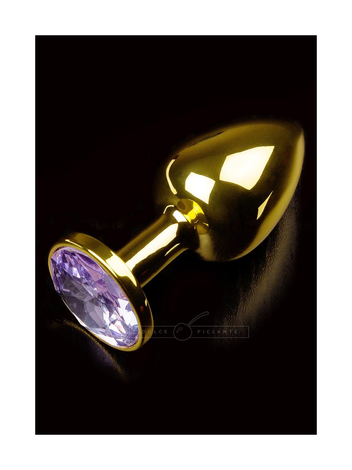 Plug anale fallo in Accaio dildo con diamante Jewellery Gold Viola