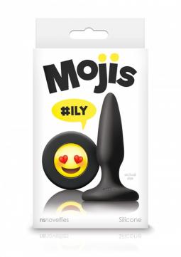 Plug anale in silicone mini fallo butt conico nero con smile ily EMOJI FACE