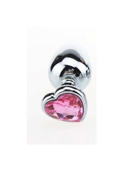 Plug anale mini in metallo acciaio dildo con pietra gioiello cuore rosa fallo anal butt