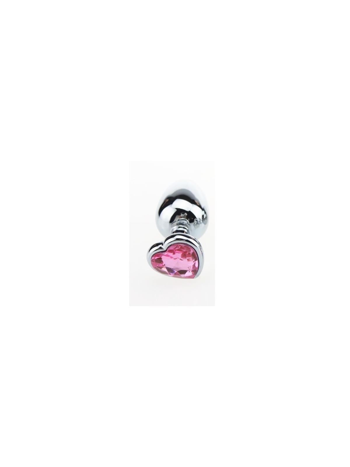 Fallo  anale in metallo acciaio dildo grande con pietra gioiello cuore rosa pink plug maxi anal butt