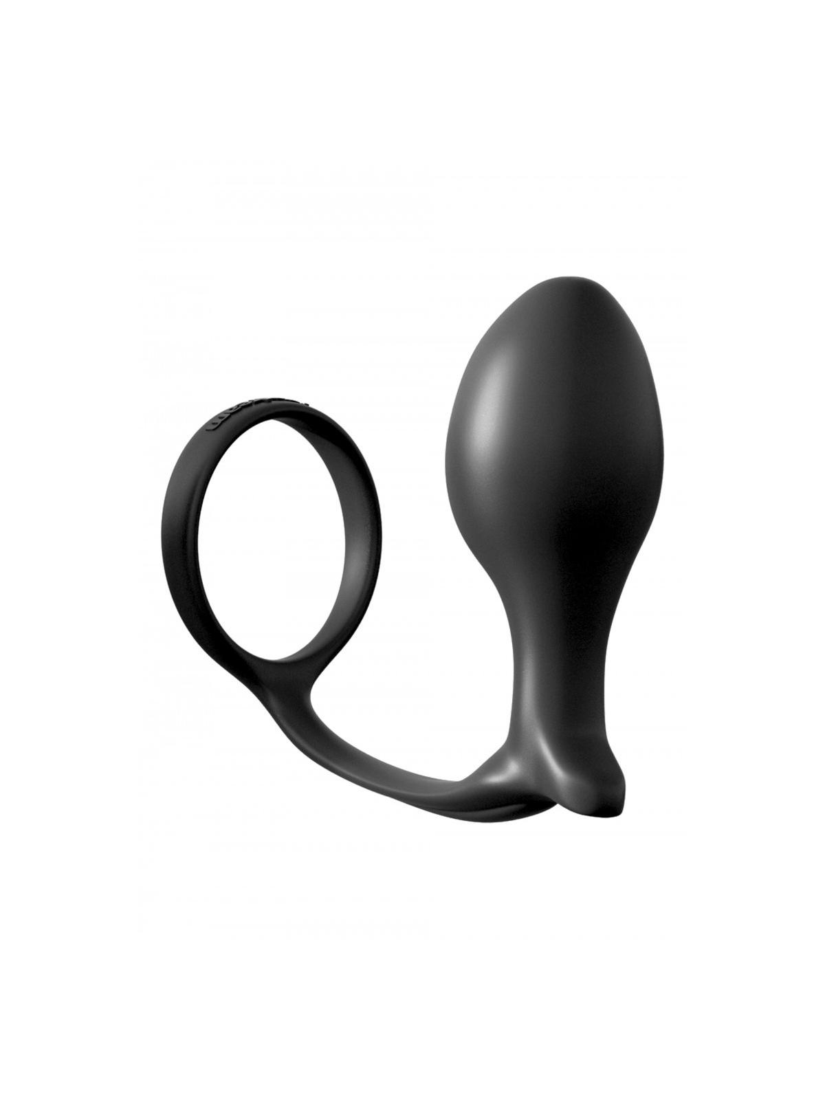 Fallo dildo plug anale con anello fallico indossabile nero anal butt