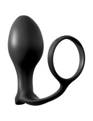 Fallo dildo plug anale con anello fallico indossabile nero anal butt