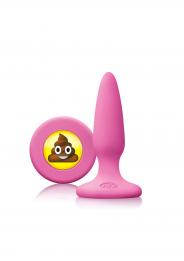 Plug anale in silicone mini fallo butt rosa conico con smile sht EMOJI FACE rosa