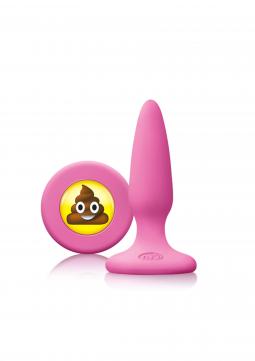 Plug anale in silicone mini fallo butt rosa conico con smile sht EMOJI FACE rosa