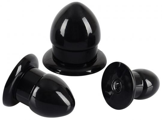 Kit 3pz fallo anale plug set mini medium maxi dildo anal sex toys nero black butt