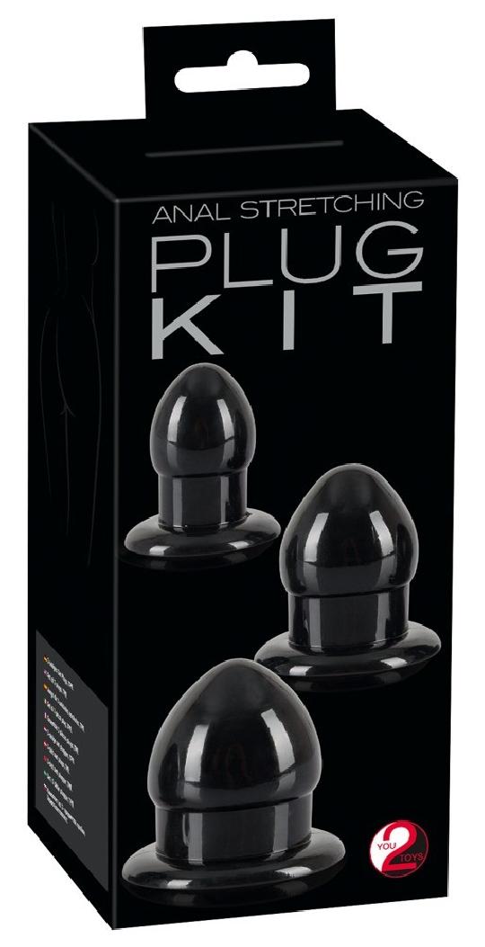 Kit 3pz fallo anale plug set mini medium maxi dildo anal sex toys nero black butt