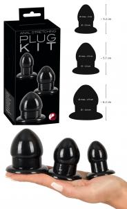 Kit 3pz fallo anale plug set mini medium maxi dildo anal sex toys nero black butt