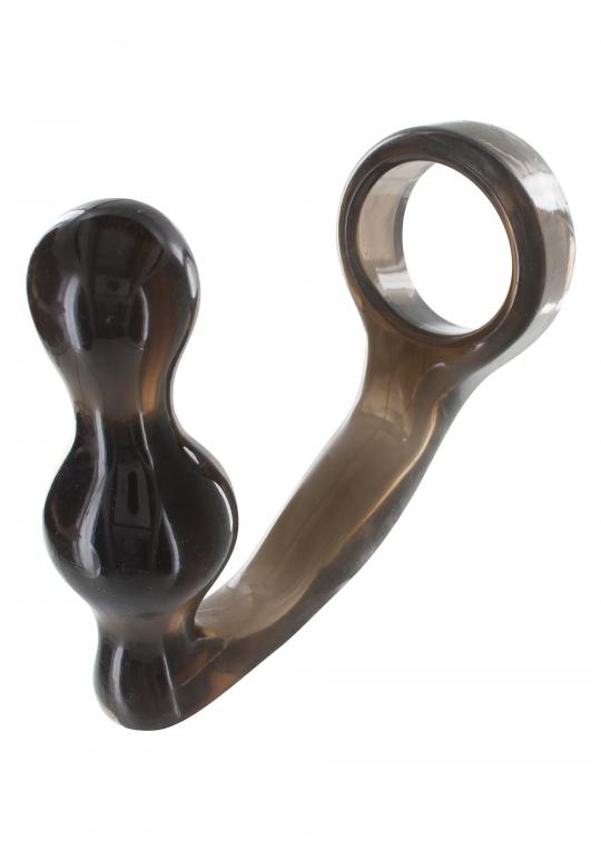 Plug nero fallo anale indossabile dildo con anello fallico per pene cockring ritardante