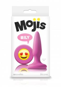 Plug anale in silicone mini fallo butt conico con smile ily EMOJI FACE rosa