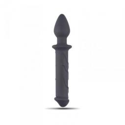 Dildo doppio realistico fallo vaginale anale con butt plug nero morbido in silicone