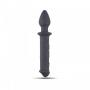 Dildo doppio realistico fallo vaginale anale con butt plug nero morbido in silicone