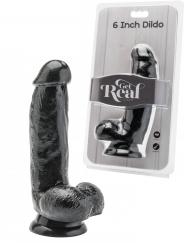 Fallo vaginale realistico dildo con ventosa nero black con testicoli cock 6