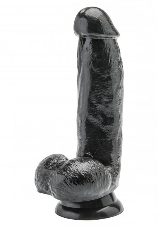 Fallo vaginale realistico dildo con ventosa nero black con testicoli cock 6