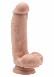 Fallo vaginale realistico dildo con ventosa nero chiaro con testicoli color carne chiaro cock 6 flesh