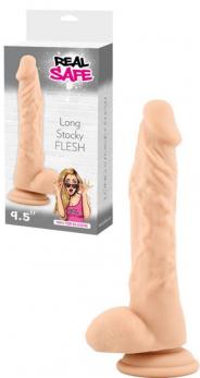 Fallo realistico dildo vaginale con ventosa e testicoli in silicone Stocky Long safe flesh 9,5